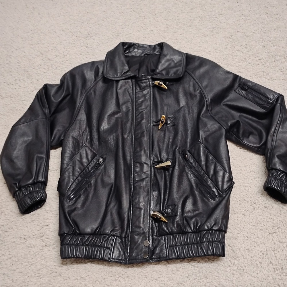 Vtg Maison Blanche Jacket Mens S Black Toggle Gothic Leather Bomber Emo Goth 80s